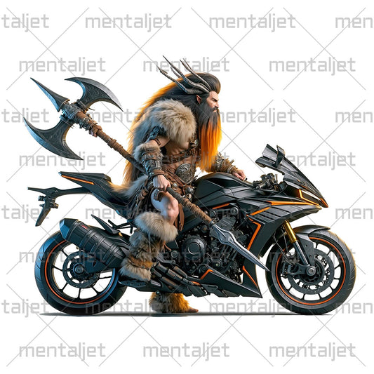 Barbarian on sport bike, Axe and motorcycle, Road warrior, Wild motorcyclist, Bearded rider, Moto racing and speed, Bikers in PNG