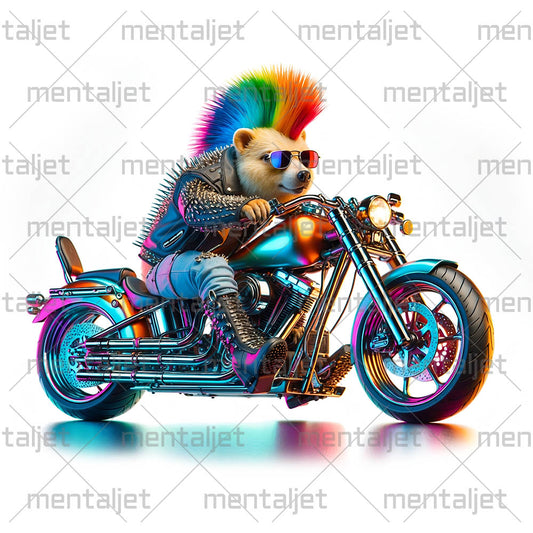 Bear punk and motorcycle, Road beast, Grizzly on chopper, Cool bear motorcyclist, Moto racing and speed, Biker animals PNG