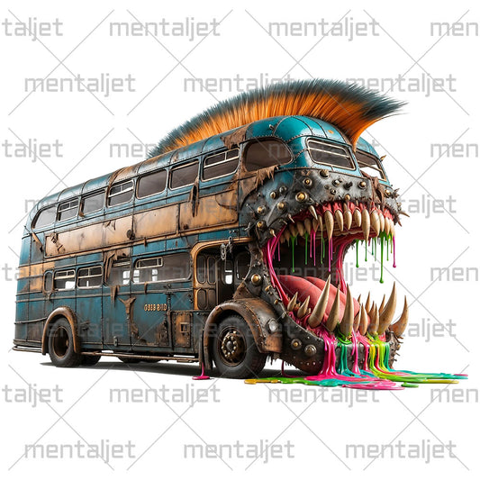 Crazy London bus, Urban beast, Angry routemaster, Monster bus jaws, Cool transport and city horror PNG