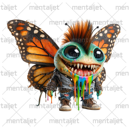 Butterfly crazy punk, Cute wings, Wild smiling punk, Funny child gift, Cool insects in PNG