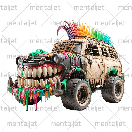 SUV crazy punk, Off road beast, Cute all-terrain vehicle, Smiling monster car, Cool wheels 4x4 PNG