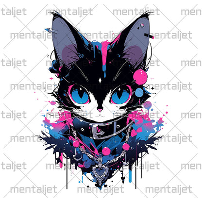 Blue kitten eyes, Cool anime cat, Fashion kitty, Funny wild pet - White glossy mug