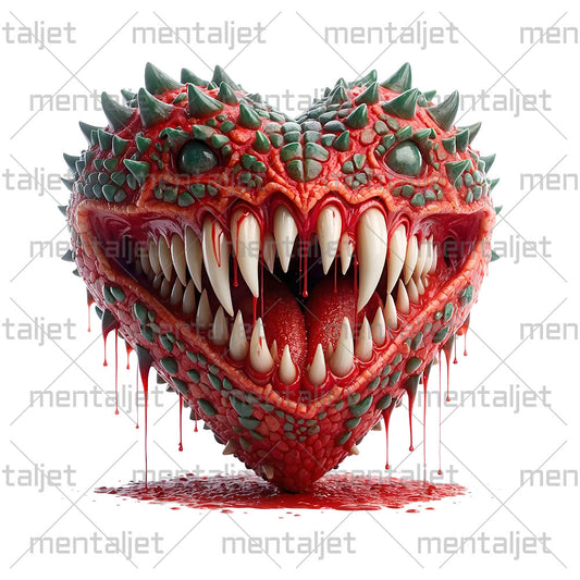 Horror monster heart, Dragon red heart, Celebration of love, Valentine's Day, Holiday smile reptile PNG
