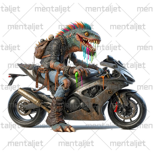 Monster on sport bike, Reptile and motorcycle, Road horror, Wild motorcyclist, Cool rider, Moto racing and speed, Bikers in PNG