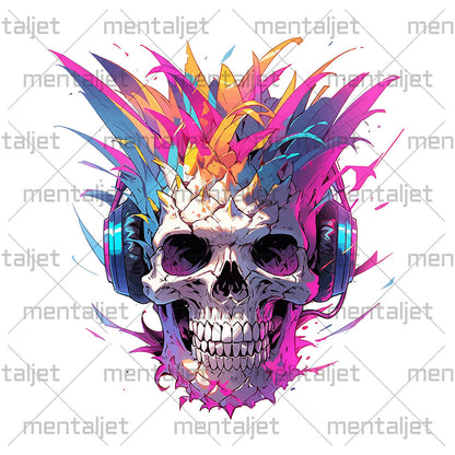 Fantasy fruit illustration, Pineapple skull in headphones, Pineapple monster Pop Art, Fantastic mutant portrait - White glossy mug