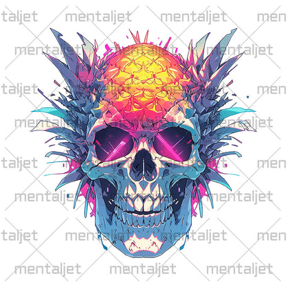 Fantastic mutant portrait, Fantasy fruit illustration, Pineapple skull, Pineapple monster Pop Art - White glossy mug