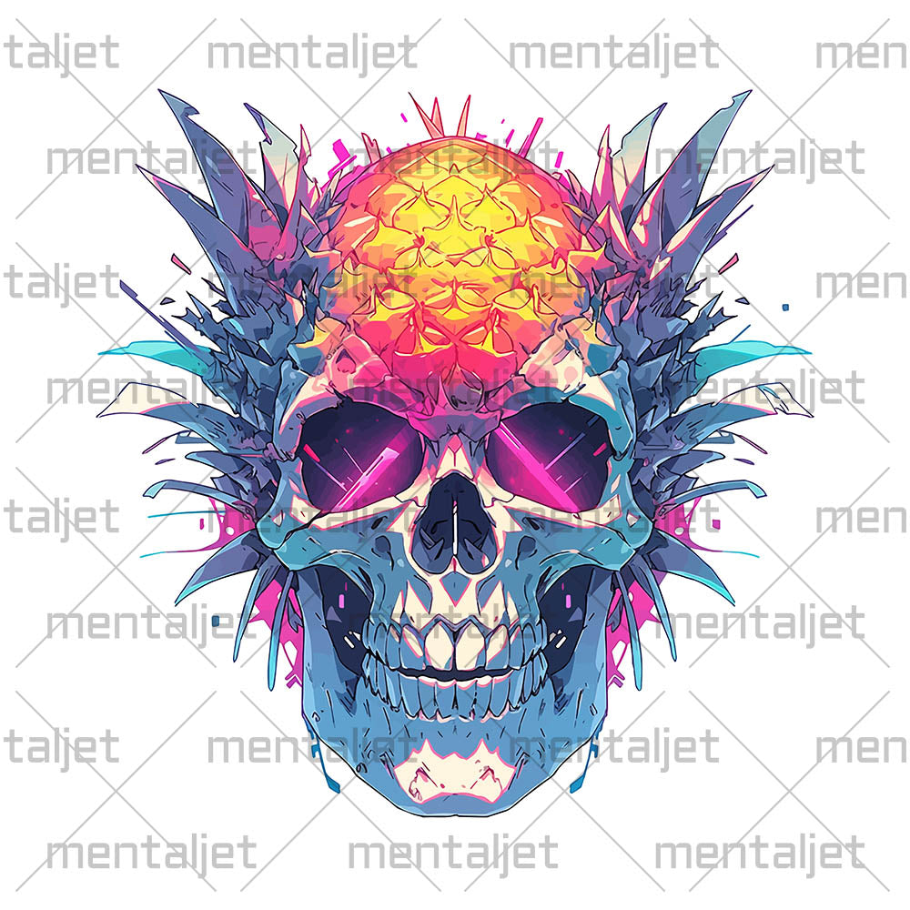Fantastic mutant portrait, Fantasy fruit illustration, Pineapple skull, Pineapple monster Pop Art - Unisex t-shirt