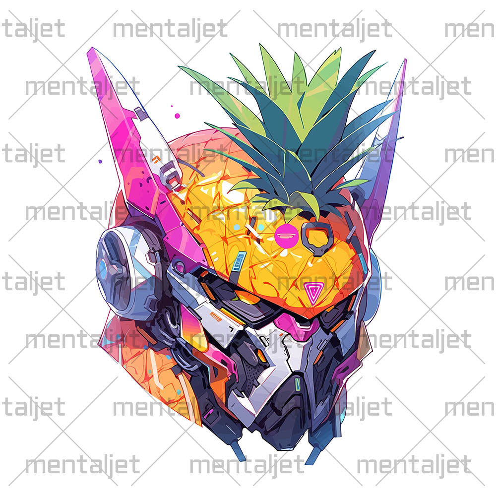 Cyber pineapple, Fantastic fruit robot head, Pop Art fantasy mutant - Unisex Hoodie