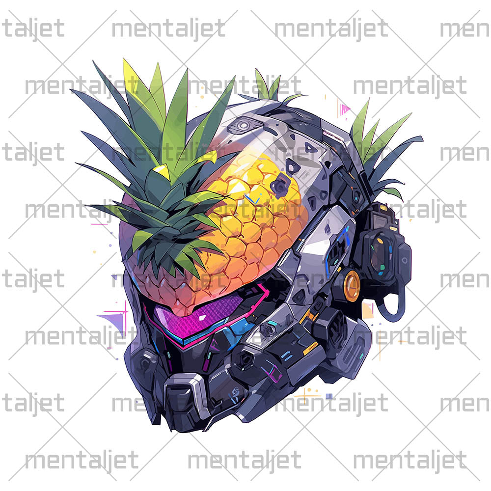 Robot head, Cyberpunk pineapple, Fantastic cyber fruit, Pop Art fantasy mutant - Unisex Hoodie