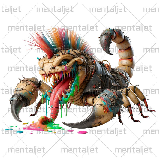 Scorpion crazy punk, Dangerous tail, Wild smiling monster, Funny gift, Cool insects in PNG