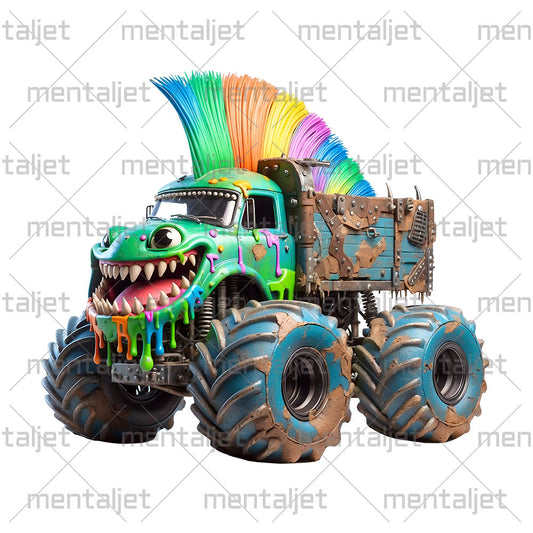 Funny punk truck, Crazy truck, Offroad beast, Smiling monster car, Cool carrier, Cute transport on big wheels PNG