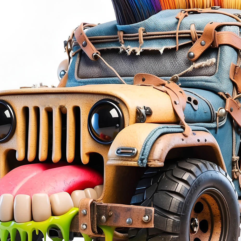 Off road beast, Crazy SUV punk, Funny all-terrain vehicle, Smiling monster car, Cool wheels 4x4 PNG