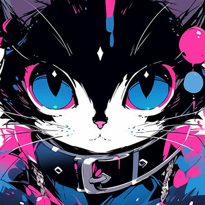 Blue kitten eyes, Cool anime cat, Fashion kitty PNG, Funny wild pet