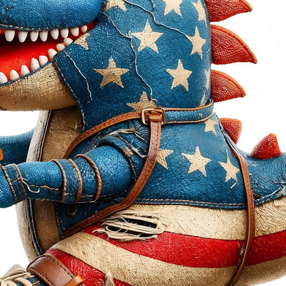 Dino playing baseball, Sports dinosaur, Cute patchwork reptile, Colors USA flag, Patriotic cartoon animal PNG