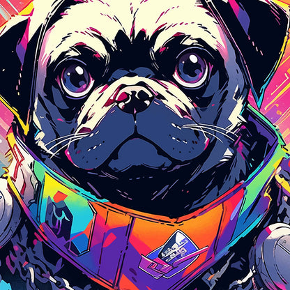 Funny fantasy pug, Doggy punk, Pet animals, Pop Art pug illustration, Pug rocker - Unisex Hoodie