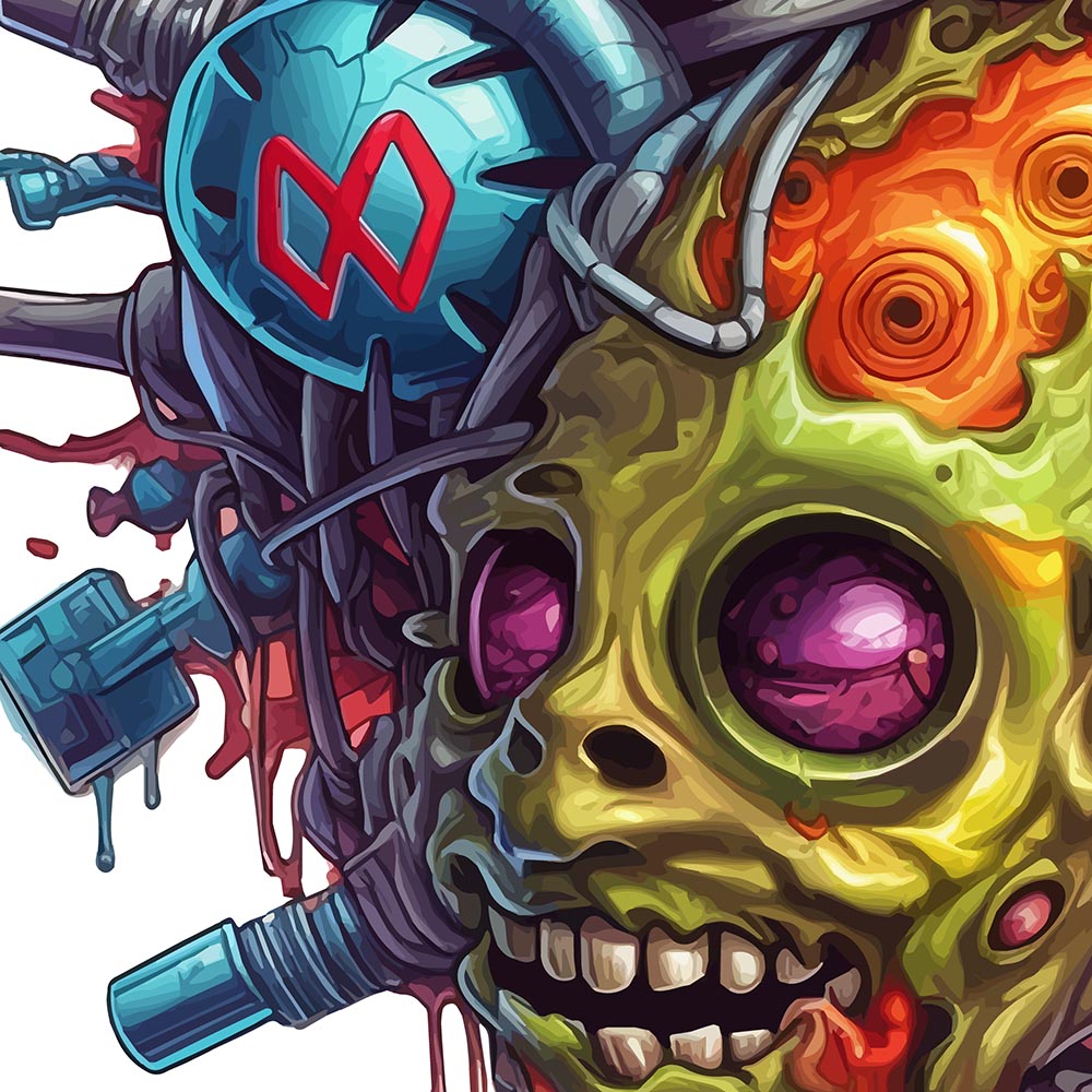 Electric zombie, Virus heart, Graffiti style illustrations, Neon colors, Cyberpunk realism, Detailed sci-fi illustration - Unisex Hoodie