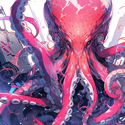 Animals fantastic, Cyber octopus mutant, Cyberpunk manga illustration, Magic biotechnology - Unisex Hoodie