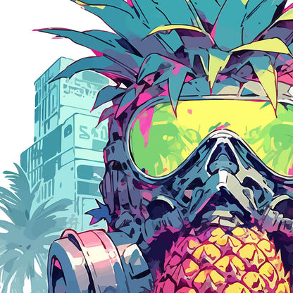 Gas mask on pineapple, Fantasy fruit illustration, Pineapple monster Pop Art, Fantastic mutant portrait - Unisex Hoodie