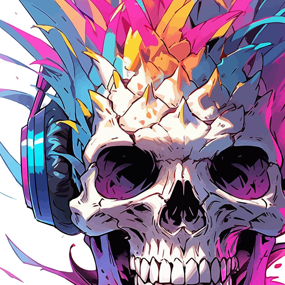 Fantasy fruit illustration, Pineapple skull in headphones, Pineapple monster Pop Art, Fantastic mutant portrait - Unisex t-shirt