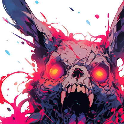 Apocalypse hare, Bright splashes of paint, Rabbit zombie, Red evil bunny eyes, Hellish skull, Crazy Pop Art illustration - Men's classic tee