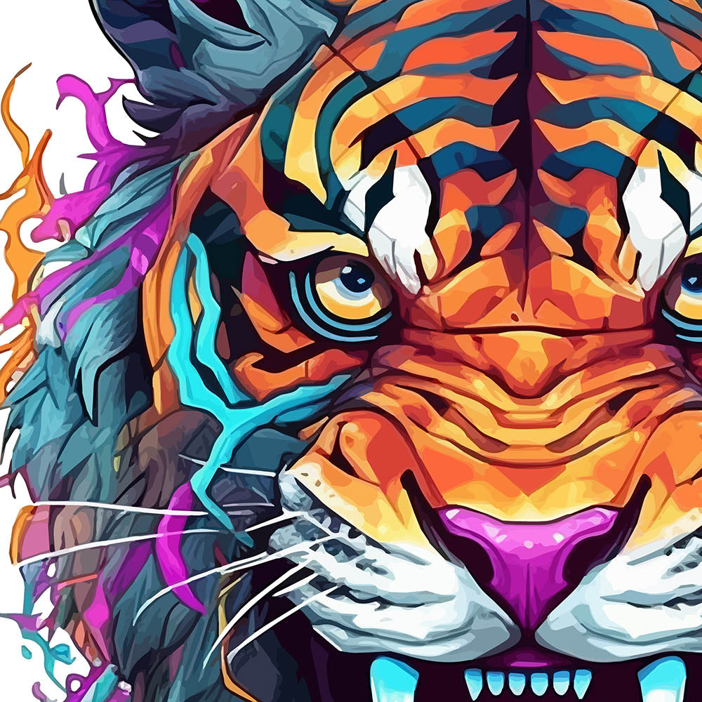 Angry predator, Tiger roar, Big cat fangs, Fantasy animals, Tiger illustration, Predatory beasts - Unisex t-shirt