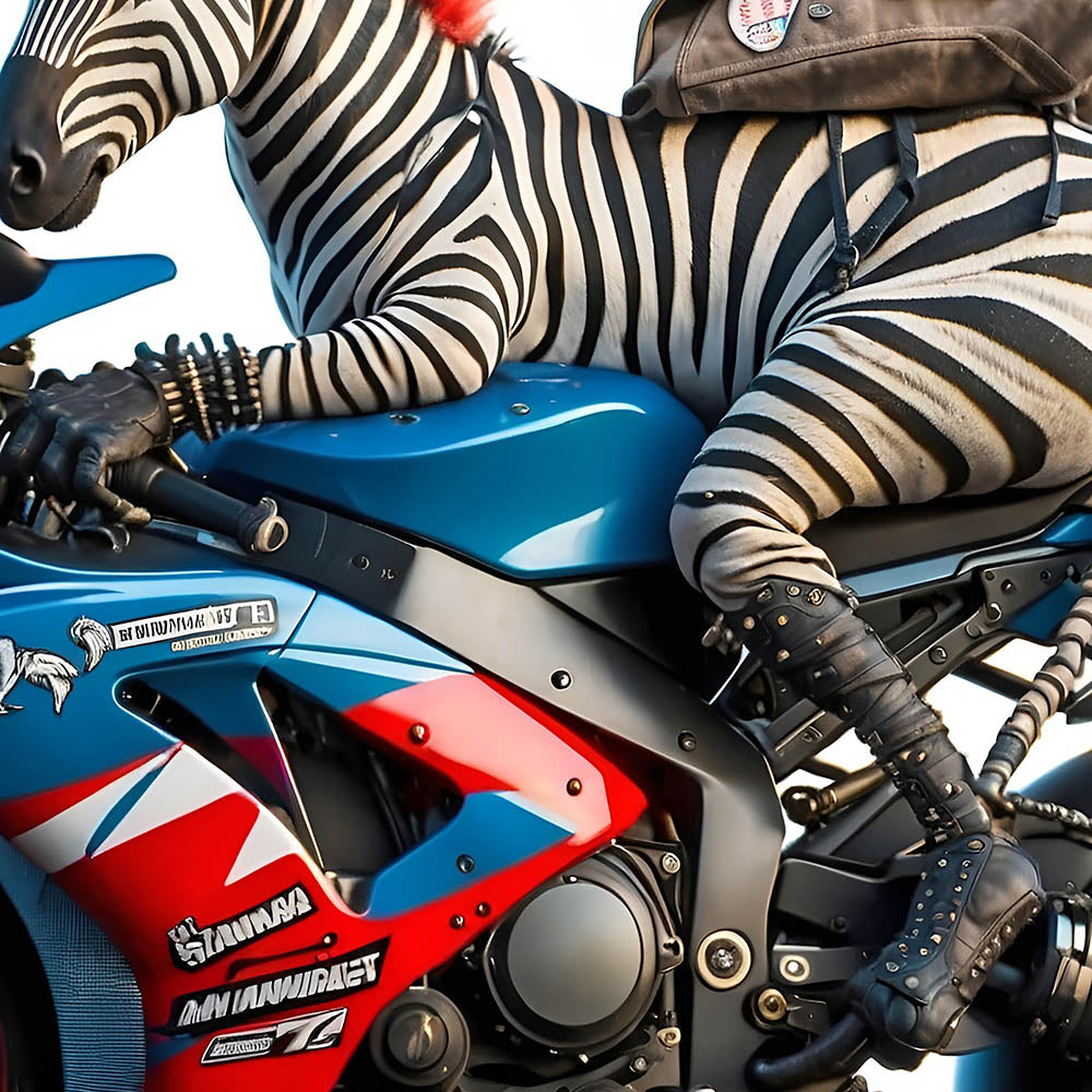 Zebra punk on sport bike, Road beast and motorcycle, Cool animal motorcyclist, Moto racing and speed, Biker animals PNG