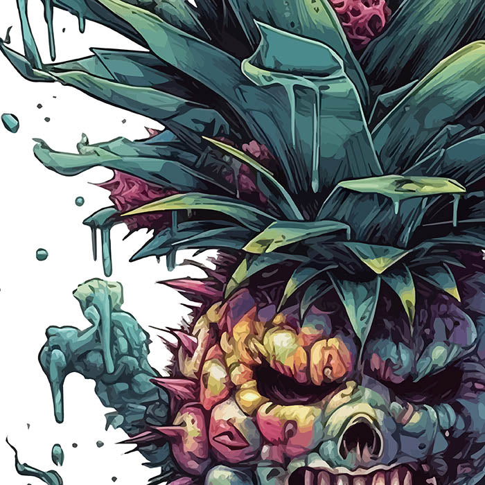 Fruits fantastic illustration, Monster pineapple, Mutant fantasy portrait, Pineapple horror art - White glossy mug