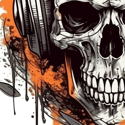 Head skull portrait, Rock and roll skull, Illustration skull in headphones, Music horror, Sound track and hard rock skull - Men's classic tee