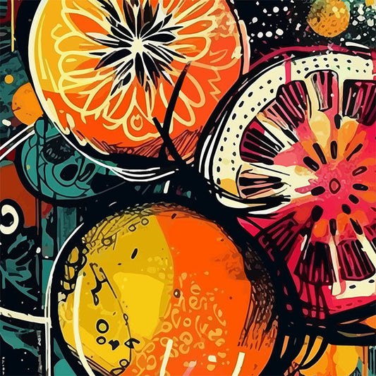 Fruits art illustration, Orange, Still life digital composition, Citrus design download in PNG