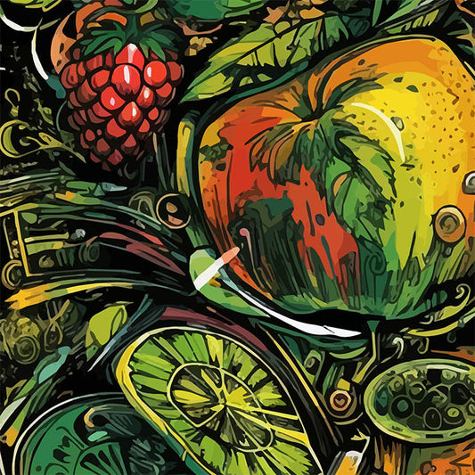 Berries and apples, Fruits art composition, Still life digital illustration, Design download in PNG