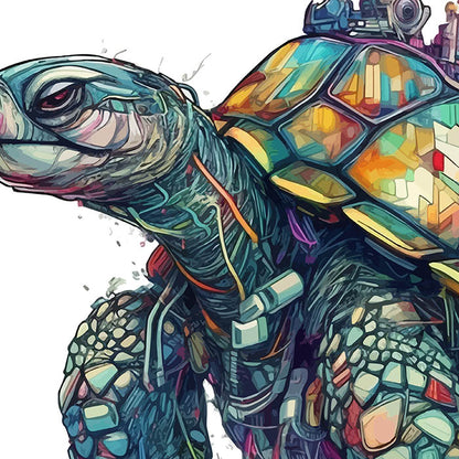 Cyber turtle illustration, Fantastic animals in PNG printable, Hi-tech animals future, Turtle and cyberpunk, Fantasy turtle