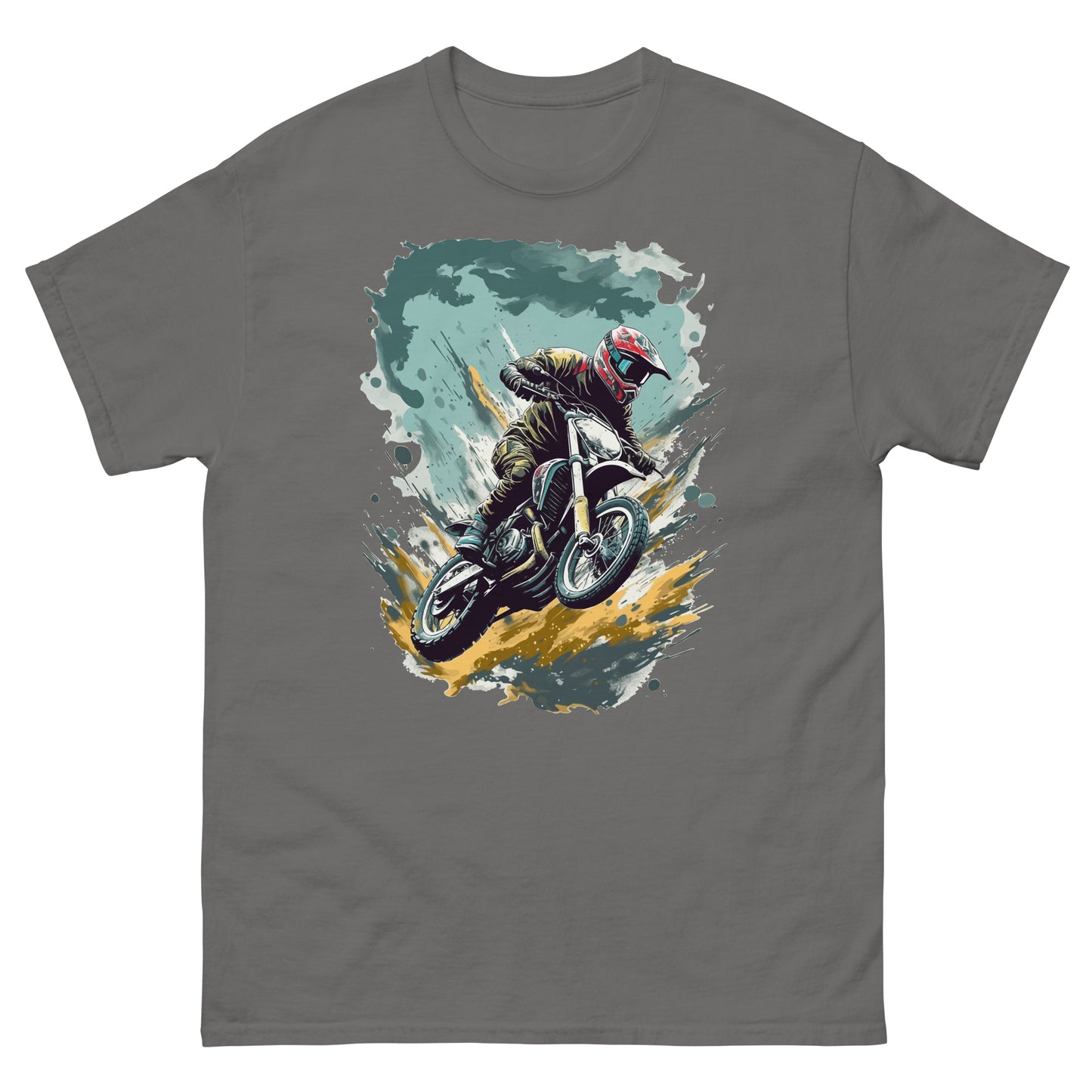 Motorbike jump, Moto race and speed lovers, Gift for a motorcyclist, Motorcycle illustration - Men's classic tee