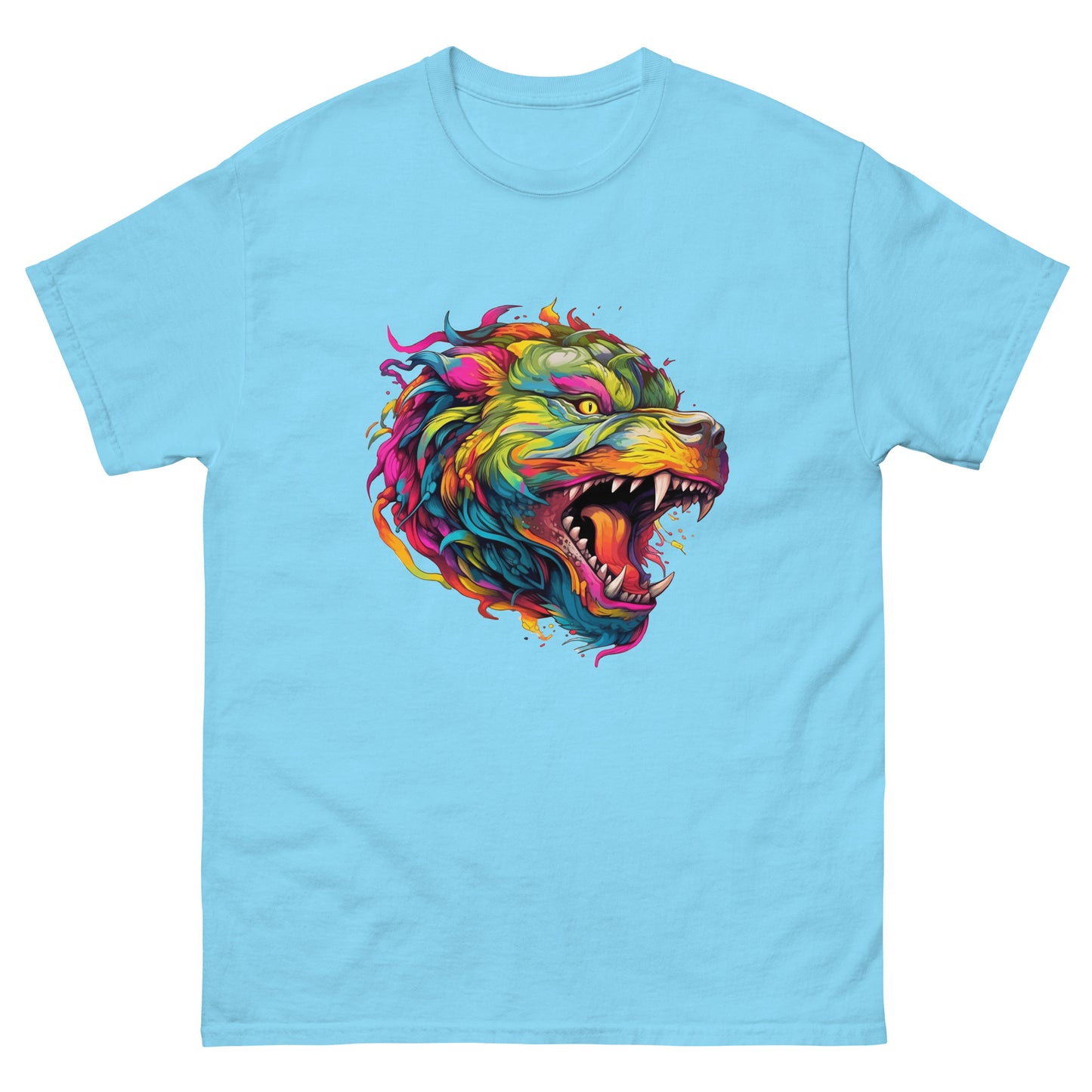 Dragon colorful illustration, Dragon on t-shirt, Fantasy portrait of dragon, Fantastic animals - Men's classic tee