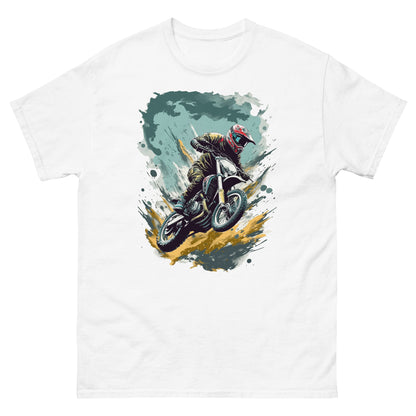 Motorbike jump, Moto race and speed lovers, Gift for a motorcyclist, Motorcycle illustration - Men's classic tee