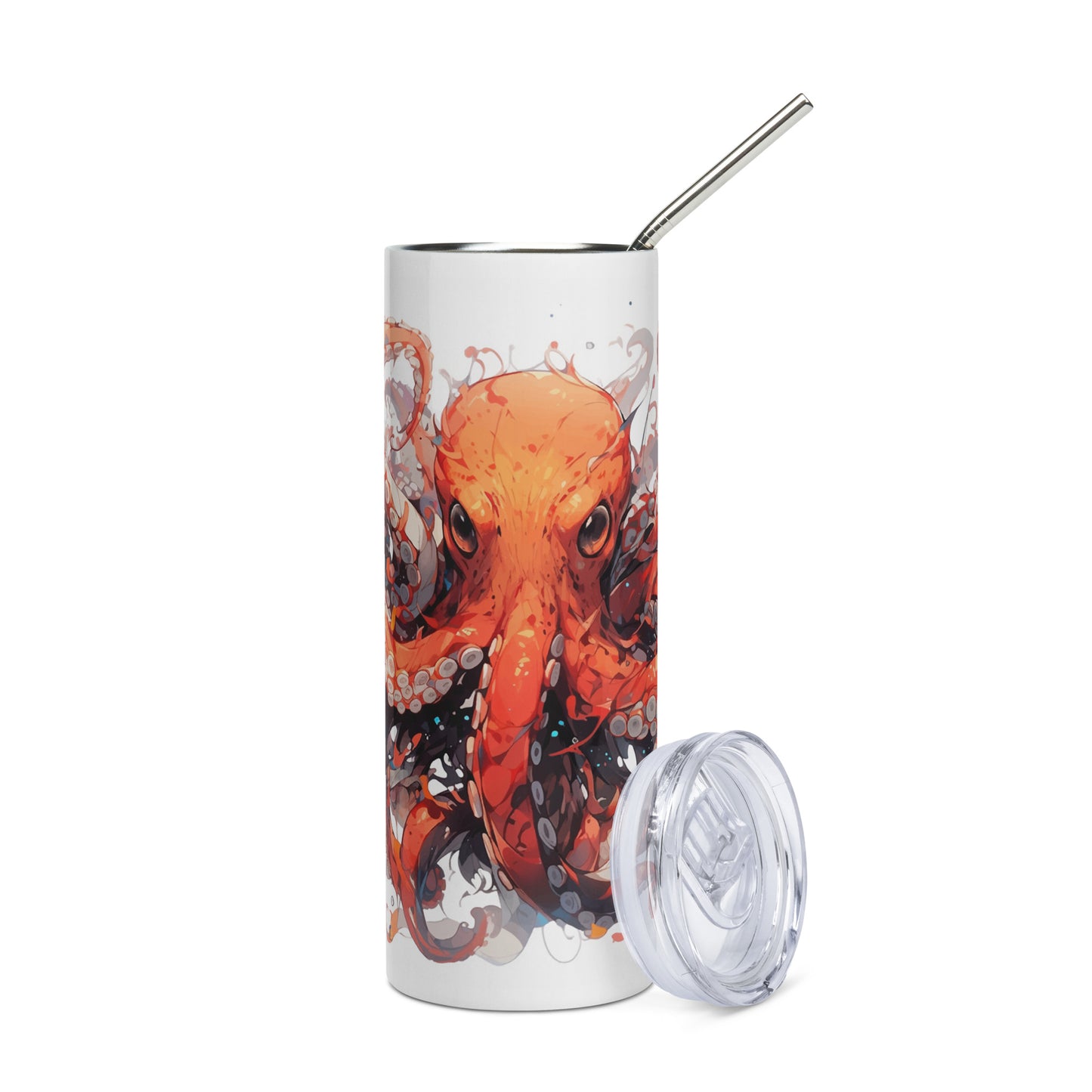 Fantasy portrait of octopus, Orange octopus illustration, Sea animals - Stainless steel tumbler