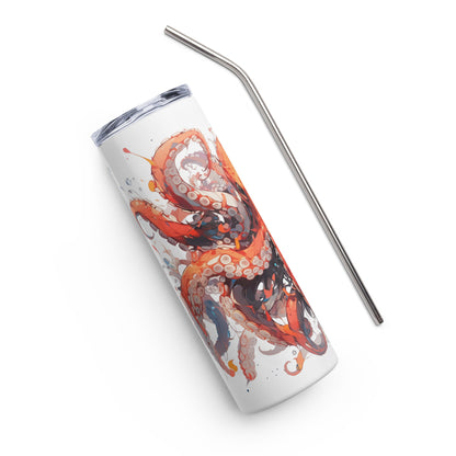 Fantasy portrait of octopus, Orange octopus illustration, Sea animals - Stainless steel tumbler