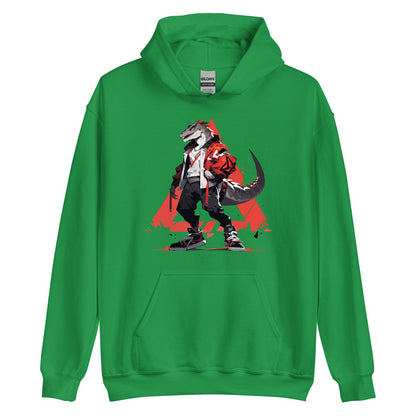 Dino DJ and jungle music, Dinosaur stylish, Most angry reptile in district, Hip hop dino rap, Street dragon dancing - Unisex Hoodie