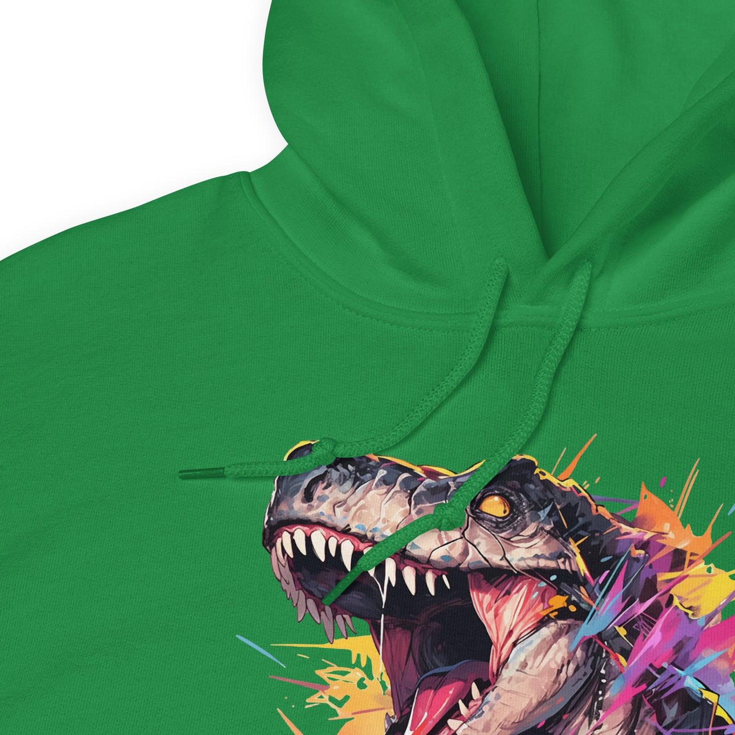 Dino and sharp teeth of hard rock, Dinosaur in leather jacket, Most music reptile in jungle, Dragon solo roar - Unisex Hoodie