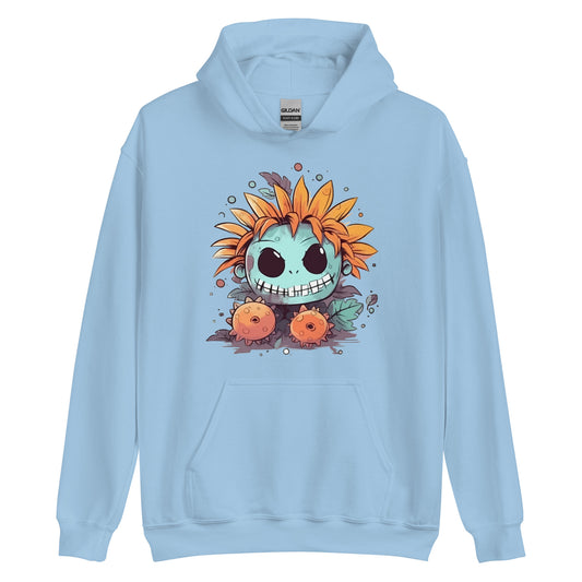 Cartoon monster and flowers, Halloween mystical doll, Funny magic horror - Unisex Hoodie