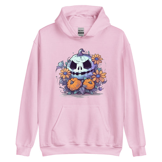 Halloween pumpkin and flowers, Cartoon monster, Fantasy mystical holiday, Magic horror party - Unisex Hoodie
