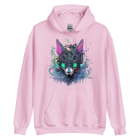 Hissing cyberpunk mutant, Angry toxic cat, Fantastic zombie cyber kitty, Blue eyes wildcat - Unisex Hoodie