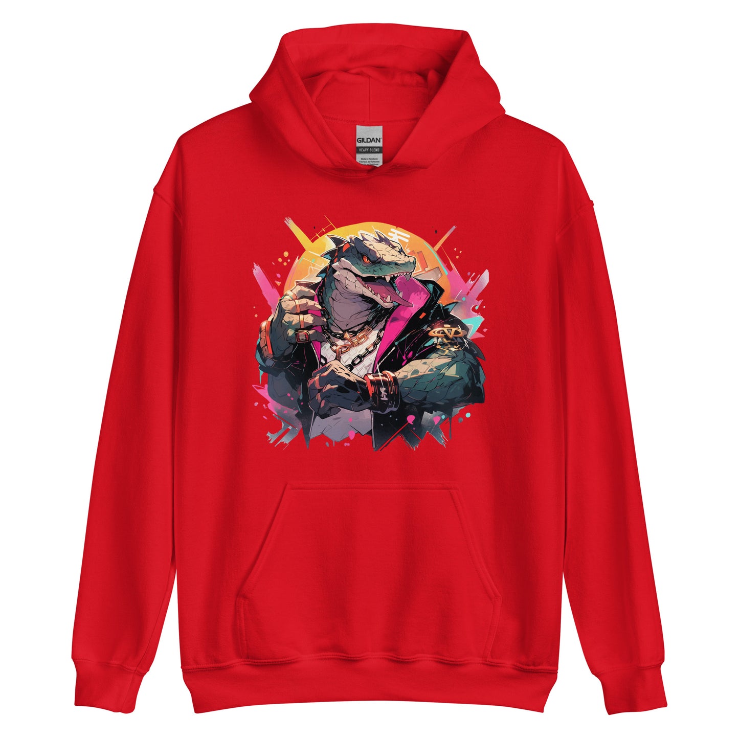 Dangerous and influential reptile, Stylish and rich dino boss bandit, Sharp dragon teeth, Gangster dinosaur and fist fight - Unisex Hoodie