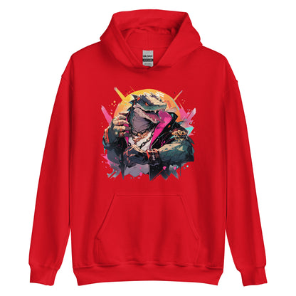 Dangerous and influential reptile, Stylish and rich dino boss bandit, Sharp dragon teeth, Gangster dinosaur and fist fight - Unisex Hoodie