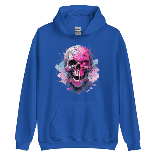 Cheerful zombie, Funny zombie illustration, Smile skull with red eye, Fantastic head bones, Horror funny fantasy - Unisex Hoodie