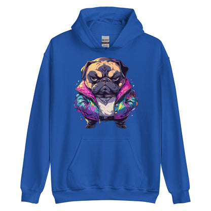 Gangster pug in urban jungle, Most stylish dutch bulldog bandit, Dangerous dog in district, Angry doggy - Unisex Hoodie