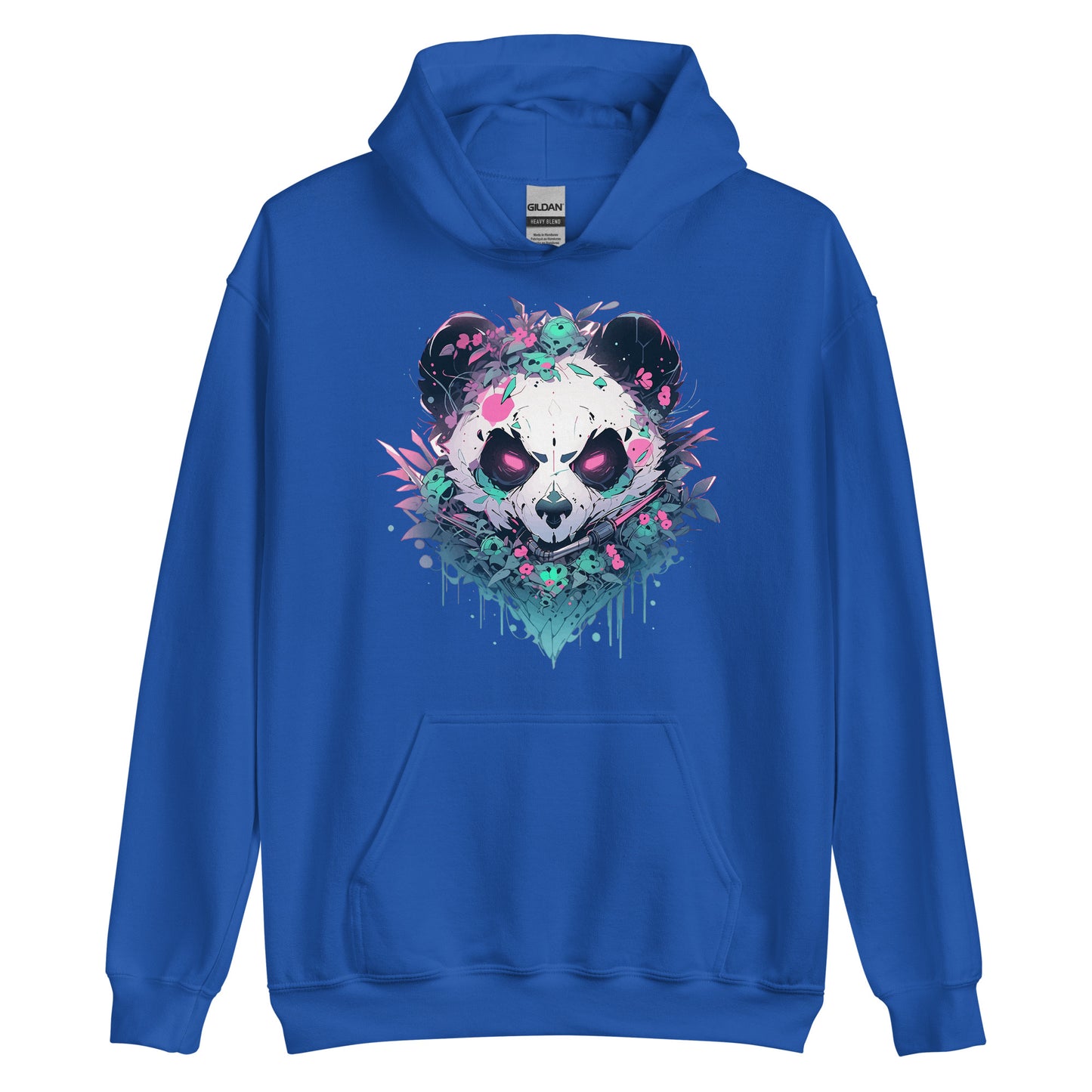 Bamboo bear and jungle, Angry panda in leaves, Black and white bear, Pink eyes animal wild - Unisex Hoodie