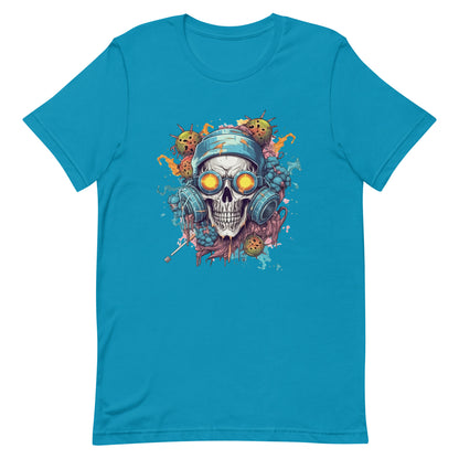 Apocalyptic visions, Skull in glasses, Zombie virus mind, Fantasy electronic, Cyberpunk futurism, Graffiti style illustration - Unisex t-shirt