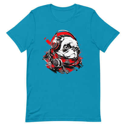 Dutch bulldog DJ, Pug in headphones, Most cool doggy in district, Dog music, Mini mastiff, Chinese pug stylish - Unisex t-shirt