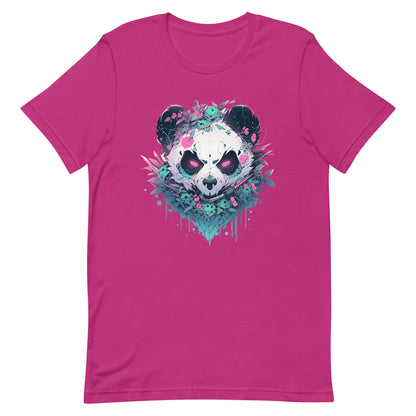 Bamboo bear and jungle, Angry panda in leaves, Black and white bear, Pink eyes animal wild - Unisex t-shirt