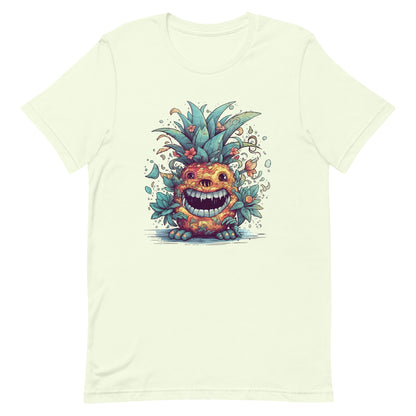 Pineapple monster smile, Fantasy funny monster, Fruits fantastic illustration, Cartoon horror, Mutant portrait - Unisex t-shirt